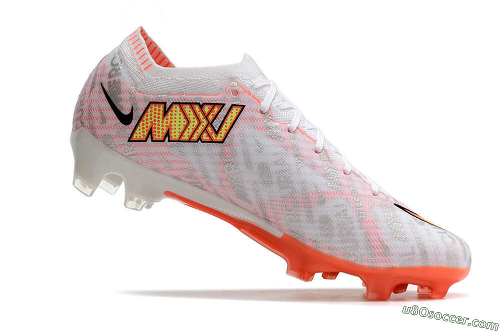 Nike Air Zoom Mercurial Vapor 15 Elite FG Firm Ground Soccer Cleats - White/Orange/Sliver 4