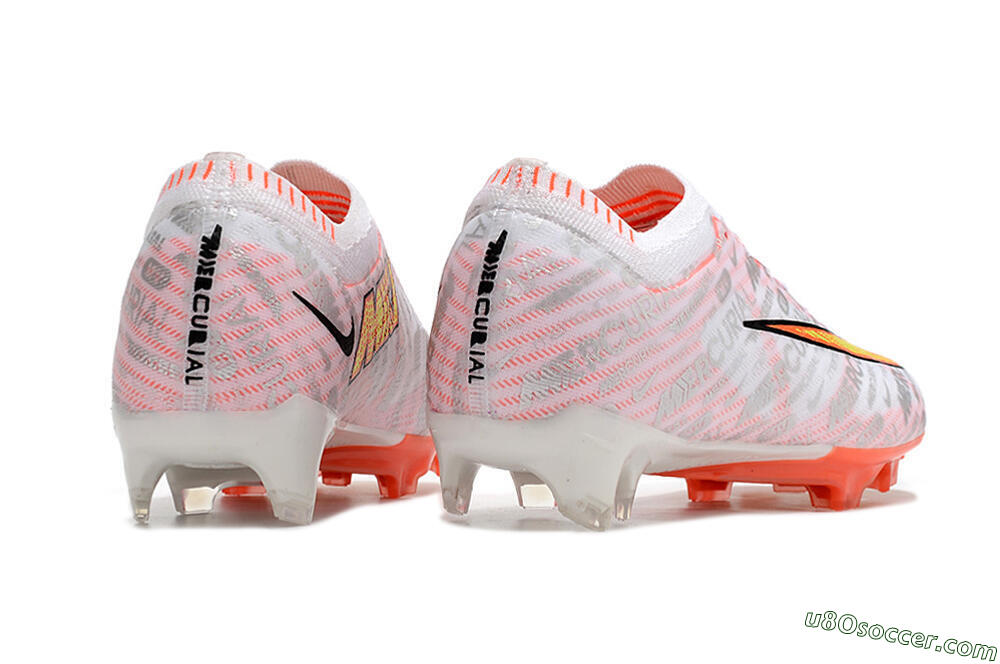 Nike Air Zoom Mercurial Vapor 15 Elite FG Firm Ground Soccer Cleats - White/Orange/Sliver 6