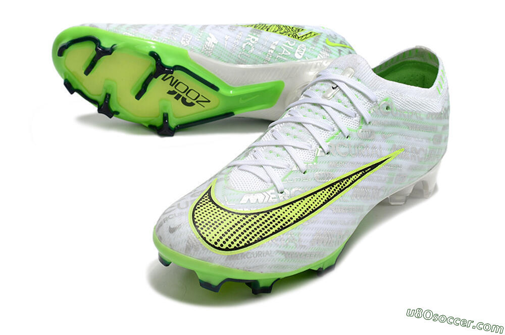 Nike Air Zoom Mercurial Vapor 15 Elite FG Firm Ground Soccer Cleats - White/Green 3