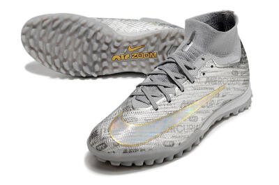 Nike Air Zoom Mercurial Superfly 9 Elite TF Artificial Turf Soccer Shoes - Silver/Gold