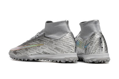 Nike Air Zoom Mercurial Superfly 9 Elite TF Artificial Turf Soccer Shoes - Silver/Gold
