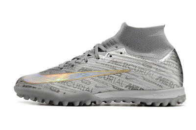 Nike Air Zoom Mercurial Superfly 9 Elite TF Artificial Turf Soccer Shoes - Silver/Gold
