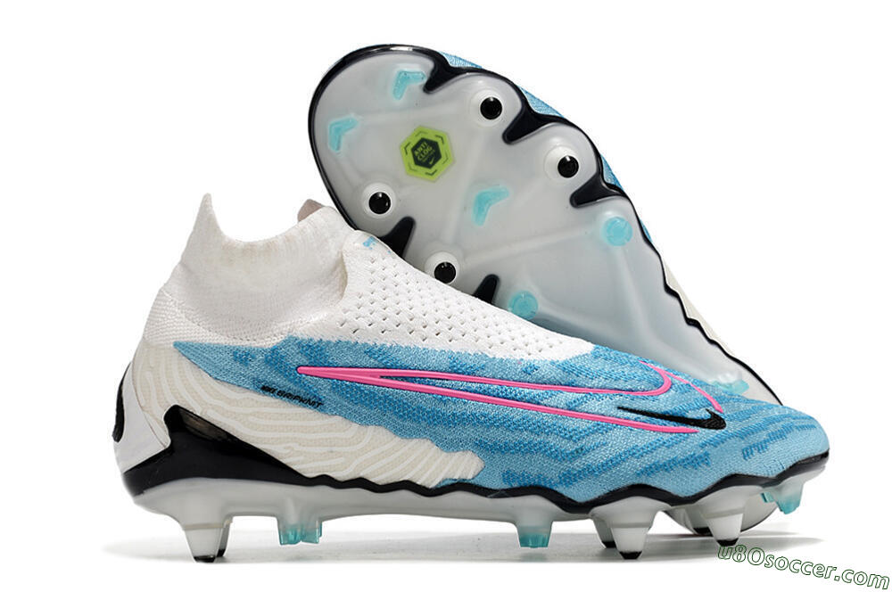 Nike Phantom GX Elite DF SG Soft Ground Soccer Cleats - White/Blue/Pink 1
