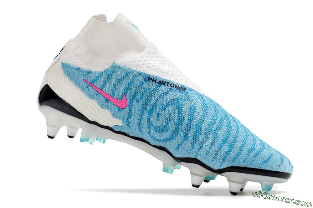 Nike Phantom GX Elite DF SG Soft Ground Soccer Cleats - White/Blue/Pink 4