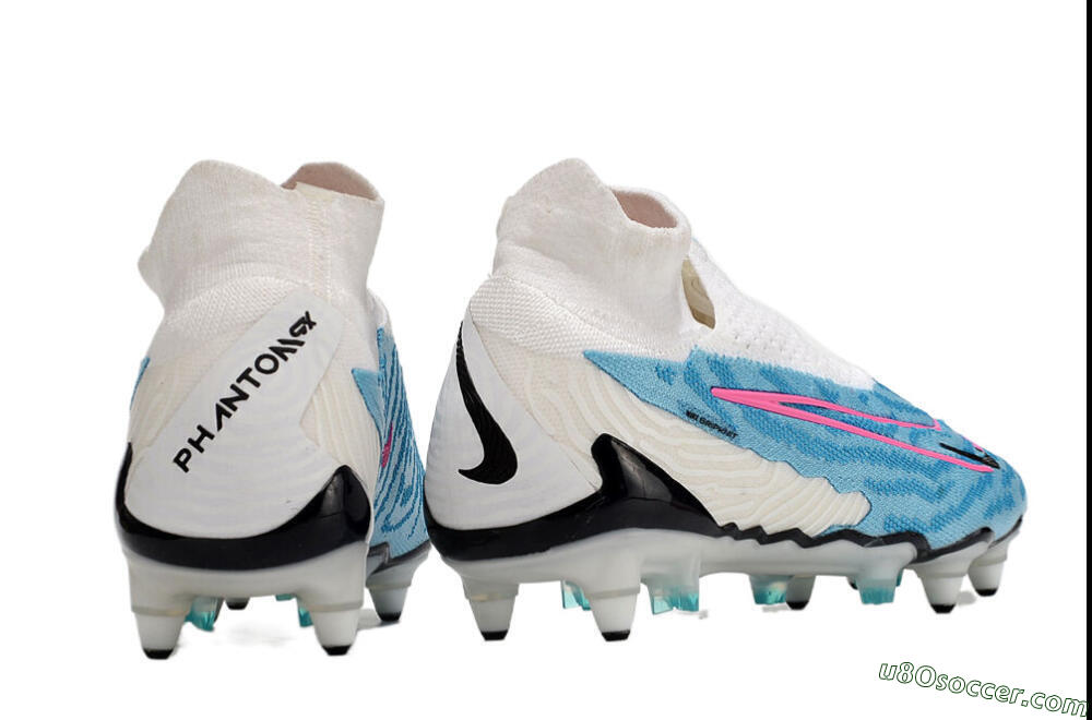 Nike Phantom GX Elite DF SG Soft Ground Soccer Cleats - White/Blue/Pink 6