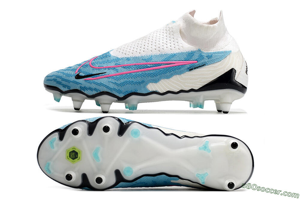Nike Phantom GX Elite DF SG Soft Ground Soccer Cleats - White/Blue/Pink 0