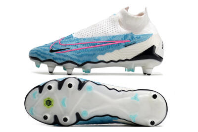 Nike Phantom GX Elite DF SG Soft Ground Soccer Cleats - White/Blue/Pink