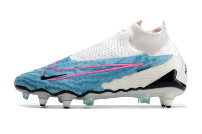 Nike Phantom GX Elite DF SG Soft Ground Soccer Cleats - White/Blue/Pink