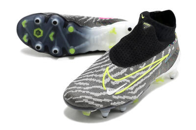 Nike Phantom GX Elite DF SG Soft Ground Soccer Cleats - Black/Grey/Yellow