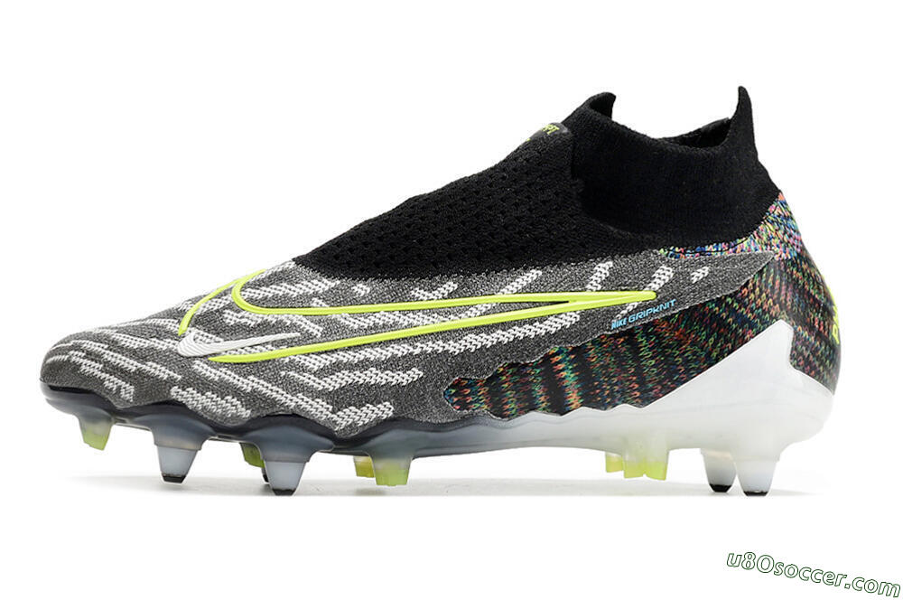 Nike Phantom GX Elite DF SG Soft Ground Soccer Cleats - Black/Grey/Yellow 2