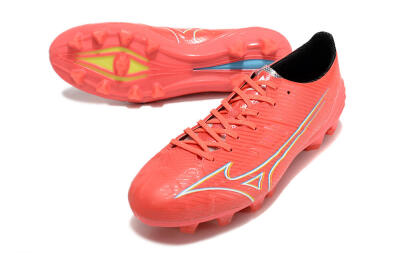 Mizuno Alpha Made in Japan FG Firm Ground Soccer Cleats - Red/Yelllow/Blue