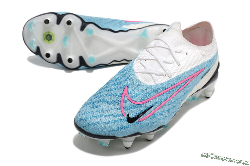 Nike Phantom GX Elite SG Soft Ground Soccer Cleats - Blue/White/Pink 3