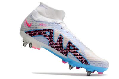 Nike Air Zoom Mercurial Superfly 9 Elite FG Firm Ground Soccer Cleats - White/Grey/Blue