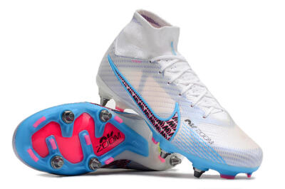 Nike Air Zoom Mercurial Superfly 9 Elite FG Firm Ground Soccer Cleats - White/Grey/Blue