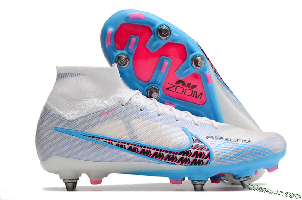 Nike Air Zoom Mercurial Superfly 9 Elite FG Firm Ground Soccer Cleats - White/Grey/Blue 1