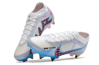 Nike Air Zoom Mercurial Vapor 15 Elite FG Firm Ground Soccer Cleats - White/Grey/Blue