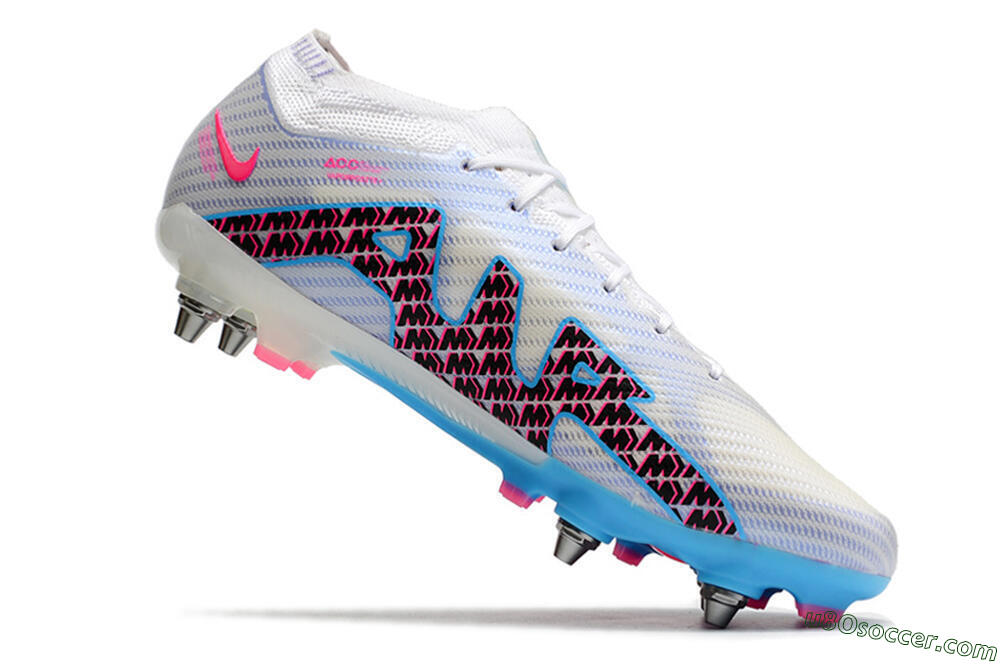 Nike Air Zoom Mercurial Vapor 15 Elite FG Firm Ground Soccer Cleats - White/Grey/Blue 6