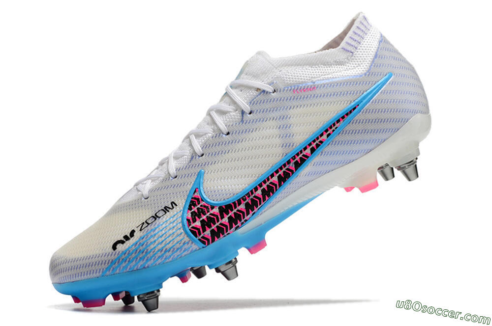Nike Air Zoom Mercurial Vapor 15 Elite FG Firm Ground Soccer Cleats - White/Grey/Blue 7