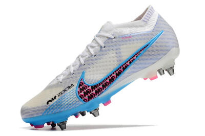 Nike Air Zoom Mercurial Vapor 15 Elite FG Firm Ground Soccer Cleats - White/Grey/Blue