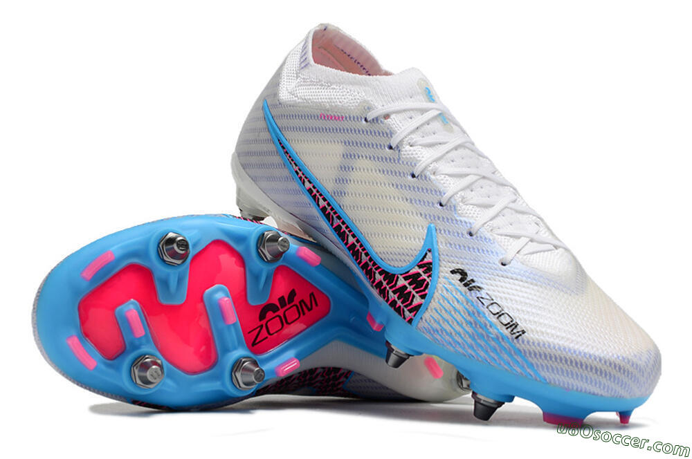 Nike Air Zoom Mercurial Vapor 15 Elite FG Firm Ground Soccer Cleats - White/Grey/Blue 4