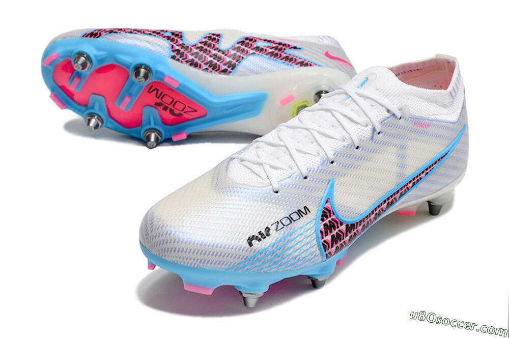 Nike Air Zoom Mercurial Vapor 15 Elite FG Firm Ground Soccer Cleats - White/Grey/Blue 3