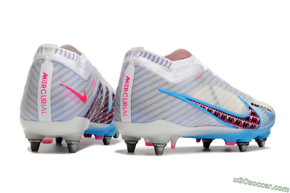 Nike Air Zoom Mercurial Vapor 15 Elite FG Firm Ground Soccer Cleats - White/Grey/Blue 8