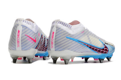 Nike Air Zoom Mercurial Vapor 15 Elite FG Firm Ground Soccer Cleats - White/Grey/Blue
