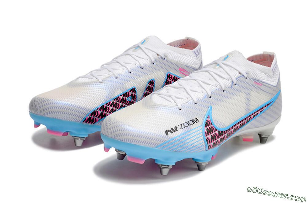 Nike Air Zoom Mercurial Vapor 15 Elite FG Firm Ground Soccer Cleats - White/Grey/Blue 9