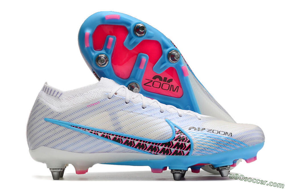 Nike Air Zoom Mercurial Vapor 15 Elite FG Firm Ground Soccer Cleats - White/Grey/Blue 1