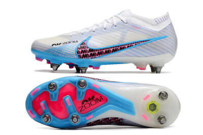 Nike Air Zoom Mercurial Vapor 15 Elite FG Firm Ground Soccer Cleats - White/Grey/Blue