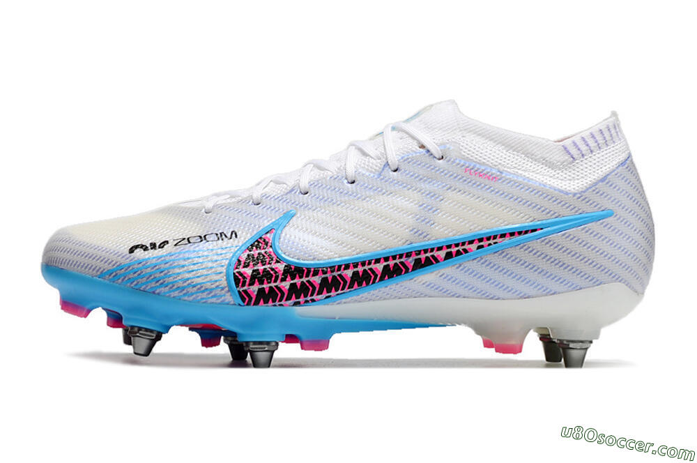 Nike Air Zoom Mercurial Vapor 15 Elite FG Firm Ground Soccer Cleats - White/Grey/Blue 2