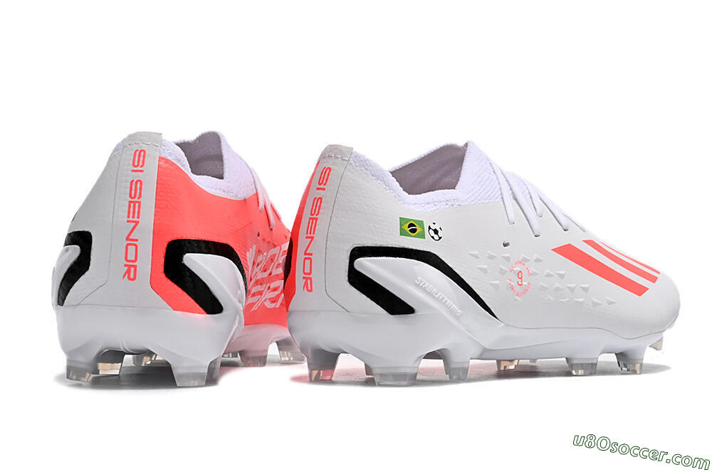 Adidas X Speedportal.1 Brazil FG Firm Ground Soccer Cleats - White/Orange/Black 6