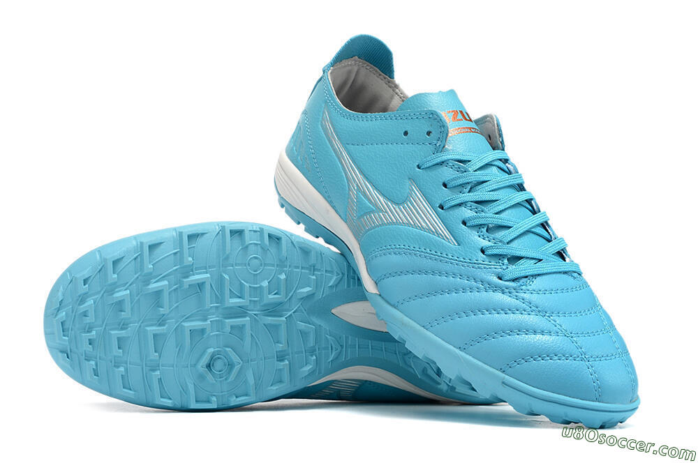 Mizuno WAVE CUP Classic TF Artificial Turf Soccer Shoes - Blue/Grey/White 4