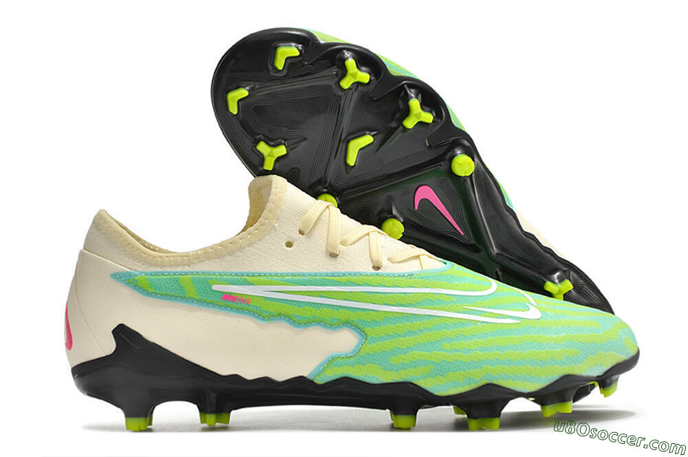 Nike React Phantom GX Academy FG Firm Ground Soccer Cleats - Green/Beige/Black 1