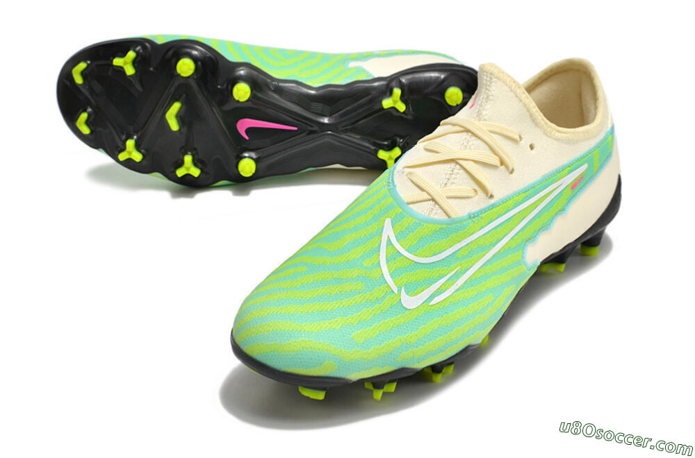Nike React Phantom GX Academy FG Firm Ground Soccer Cleats - Green/Beige/Black 3
