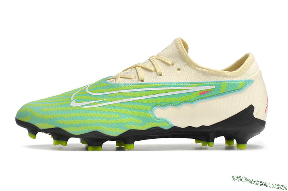Nike React Phantom GX Academy FG Firm Ground Soccer Cleats - Green/Beige/Black 2