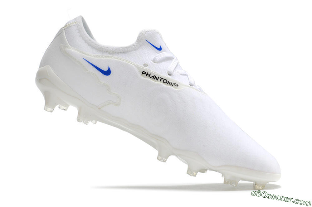 Nike React Phantom GX Academy FG Firm Ground Soccer Cleats - White/Gold/Blue 4