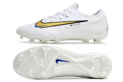 Nike React Phantom GX Academy FG Firm Ground Soccer Cleats - White/Gold/Blue