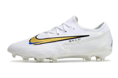 Nike React Phantom GX Academy FG Firm Ground Soccer Cleats - White/Gold/Blue