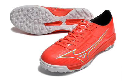 Mizuno Alpha Made in Japan TF Artificial Turf Soccer Shoes - Red/Yellow/White