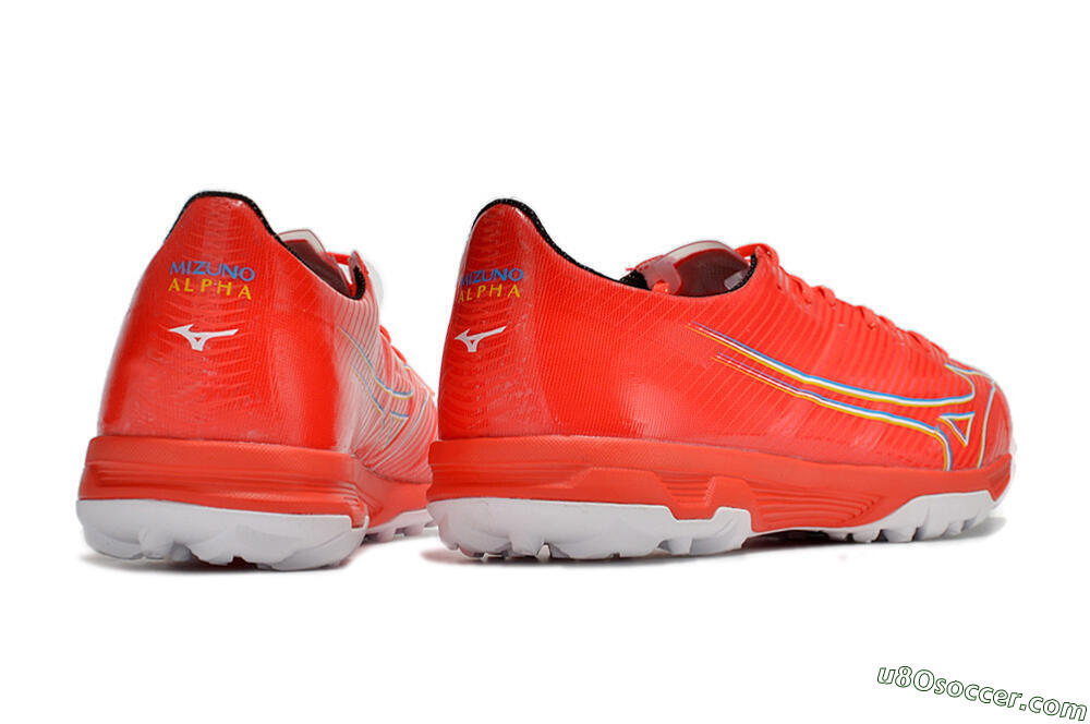 Mizuno Alpha Made in Japan TF Artificial Turf Soccer Shoes - Red/Yellow/White 6