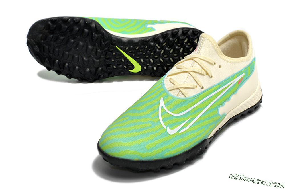 Nike React Phantom GX Pro TF Artificial Turf Soccer Shoes - Green/Beige/Black 3