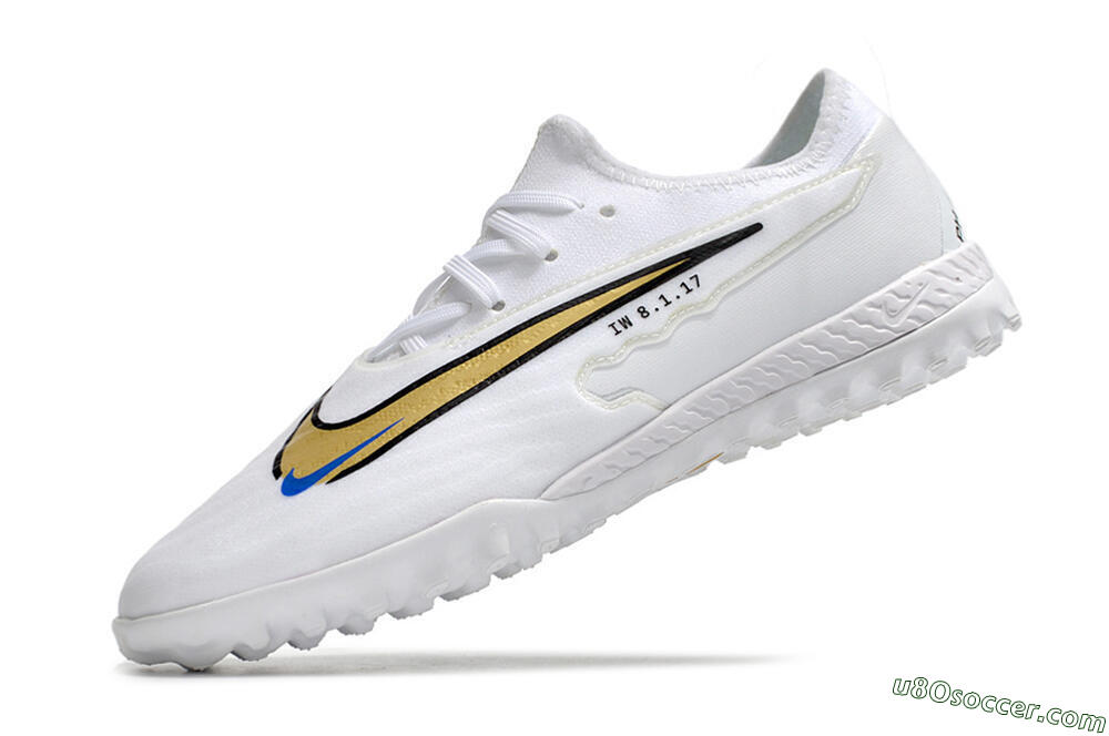 Nike React Phantom GX Pro TF Artificial Turf Soccer Shoes - White/Gold/Black 5
