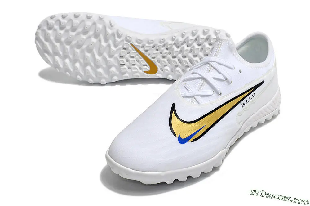 White, Gold & Black Nike React Phantom GX Pro | TF