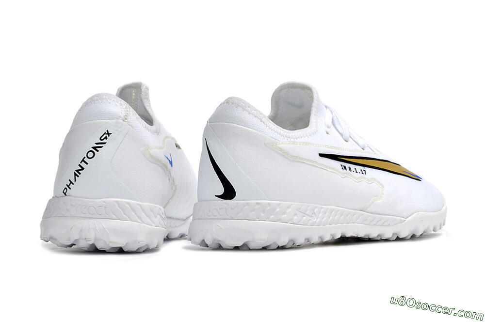 Nike React Phantom GX Pro TF Artificial Turf Soccer Shoes - White/Gold/Black 6