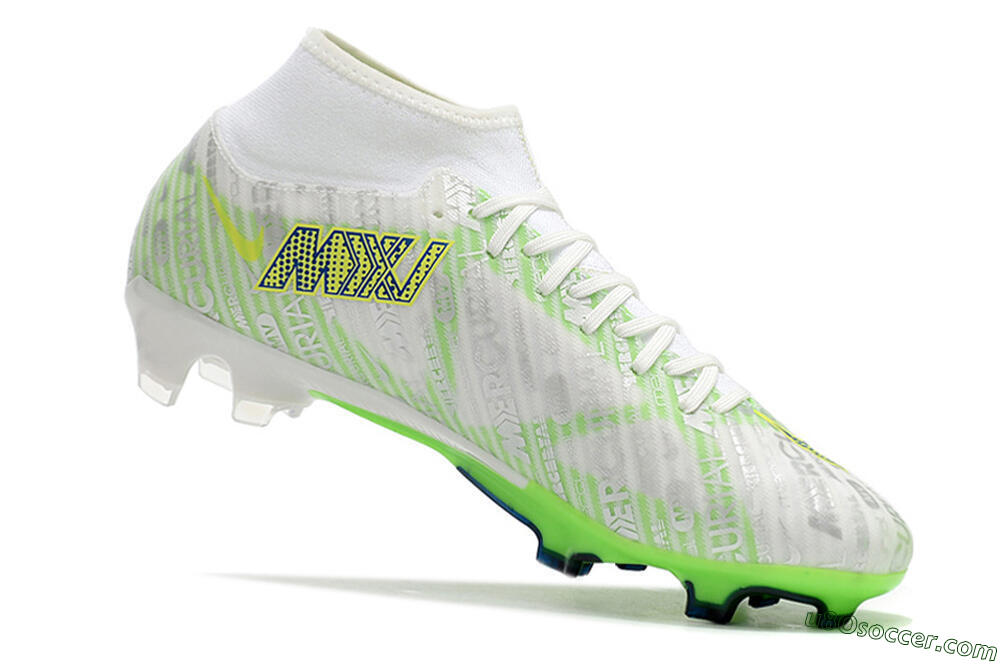 Nike Air Zoom Mercurial Superfly 9 Academy FG Firm Ground Soccer Cleats - White/Green/Yellow 4
