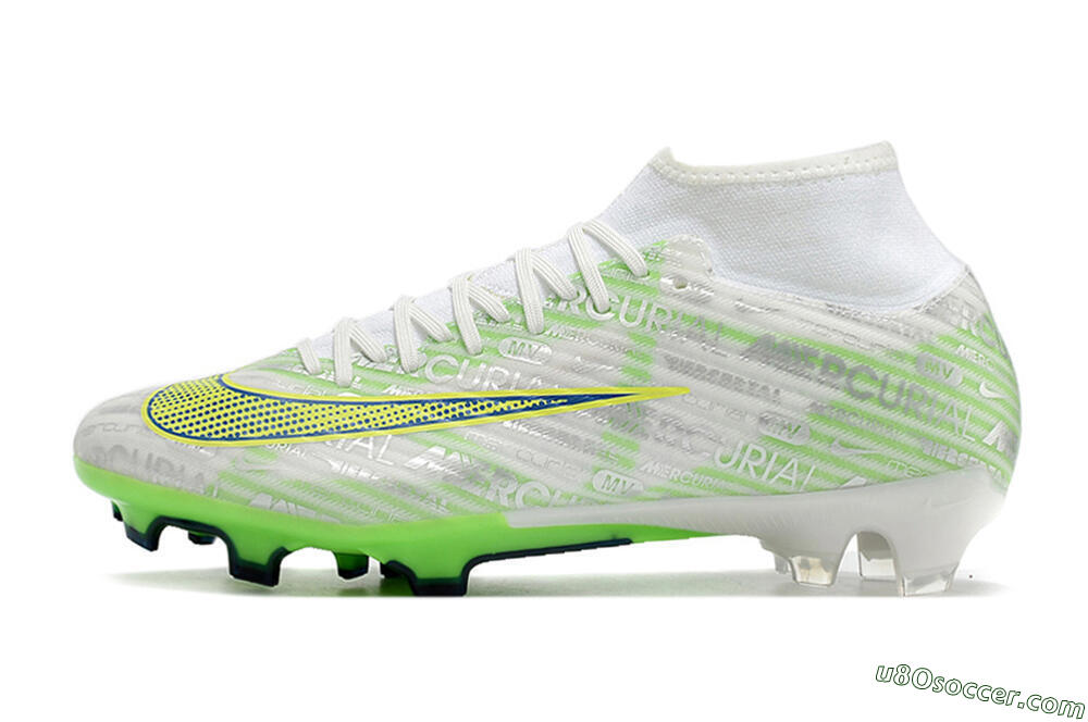 Nike Air Zoom Mercurial Superfly 9 Academy FG Firm Ground Soccer Cleats - White/Green/Yellow 2