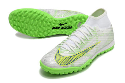 Nike Air Zoom Mercurial Superfly 9 Academy TF Artificial Turf Soccer Shoes - White/Green/Yellow