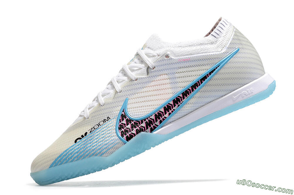 Nike Air Zoom Mercurial Vapor 15 Elite IC Indoor & Futsal Soccer Shoes - White/Blue/Black/Pink 5