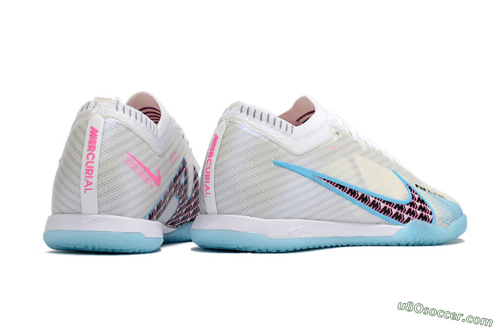 Nike Air Zoom Mercurial Vapor 15 Elite IC Indoor & Futsal Soccer Shoes - White/Blue/Black/Pink 6